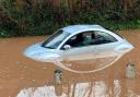 A car got stuck in floodwater in Lower Bullingham Lane, Hereford