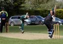 Adam Davies putting everything into his bowling for Bartestree and Lugwardine firsts