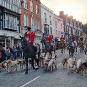 The horses and hounds in Ledbury for the Boxing Day hunt