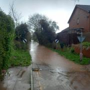 Lower Bullingham Lane in Hereford is flooded