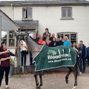 Herefordshire trainer Tom Lacey and connections celebrate the victory of Tune In A Box at Punchestown Festival in Ireland
