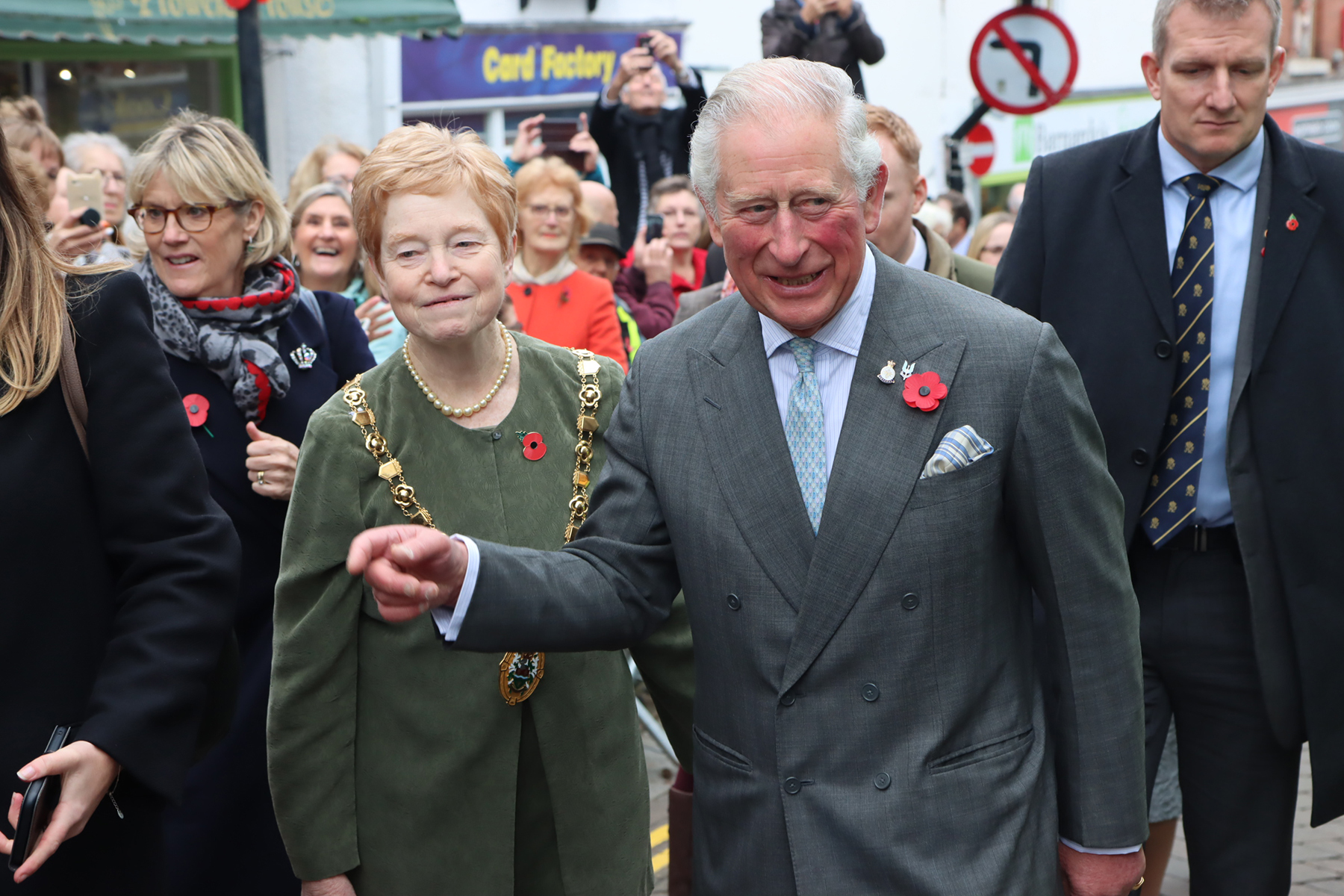 The Mayor of Ross, Jane Roberts, accompanied Prince Charles on his visit to Ross-on-Wye