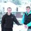 Marcus Hart and Joe Craddock build a snowman in Churchill Gardens.