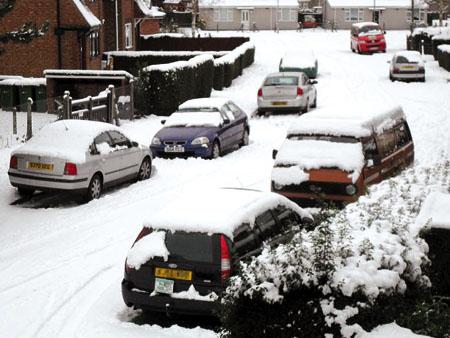 Roy Lewis sent us this photo of a Hereford Street covered in snow.