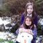 Jayde &amp; Rachel with their snowman.