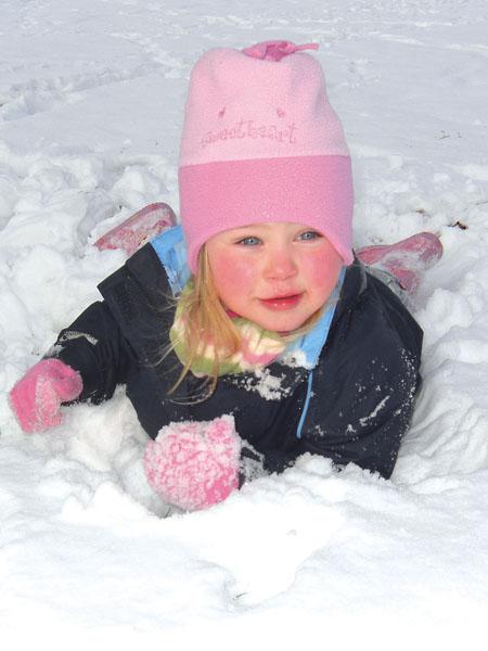 Keira Francis, Aged 3, having fun in the snow.