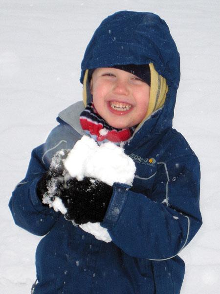 Connor, Aged 4, playing in the snow.