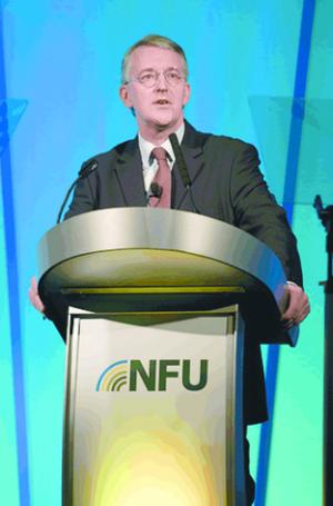 Hilary Benn saying ‘no’ to badger culling at the NFU annual conference.