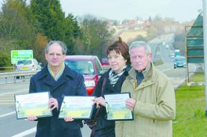 Russell Hamilton, Deborah Bullock and Roger Wynn, who are petitioning for a pedestrian crossing at the A40/A49 Wilton roundabout.
