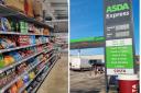 Inside and outside the Asda petrol station shop, which is now open