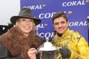 Kerry Lee, seen here with jockey Jamie Moore following a Welsh Grand National win, had another winner at Hereford