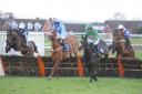 Western Climate, ridden by Sean Bowen (second from right) won the Novices' Hurdle race. 1706_5001. Photos: James Maggs