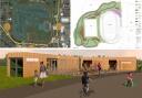 Layout and illustration of the planned Hereford Cycle Hub.