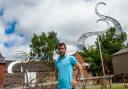 Will Carr with his kinetic sculptures at his workshop near Weobley.     Pictures: Michael Eden