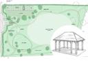 The layout of the new park, now approved, and the design for the locally-made gazebo.