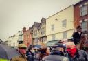 Security, supporters and protestors in Ledbury for traditional Boxing Day hunt meet
