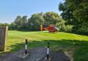 An air ambulance landed on Yazor Brook in Hereford