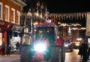 The tractors come through Widemarsh Street in Hereford