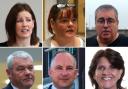 Campaigners Angeline Logan of A Common Bond, Liz Anstey, and Eddy Parkinson of Stolen Childhood (Herefordshire), and bottom row, the council\'s chief executive Paul Walker, leader Coun Jonathan Lester and new head of children\'s services Tina Russell