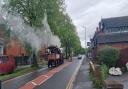 A steam roller was travelling down Grandstand Road in Hereford