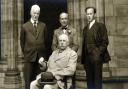 From left, Ivor Atkins, Percy Hull, Herbert Sumsion and Edward Elgar(sitting)