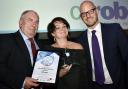 Special Recognition Award winner Hayley Llewellyn (middle) with Ian Henderson, manager at CF Roberts (left) and presenter for the evening, Andrew Easton .Picture by David Griffiths 05102017