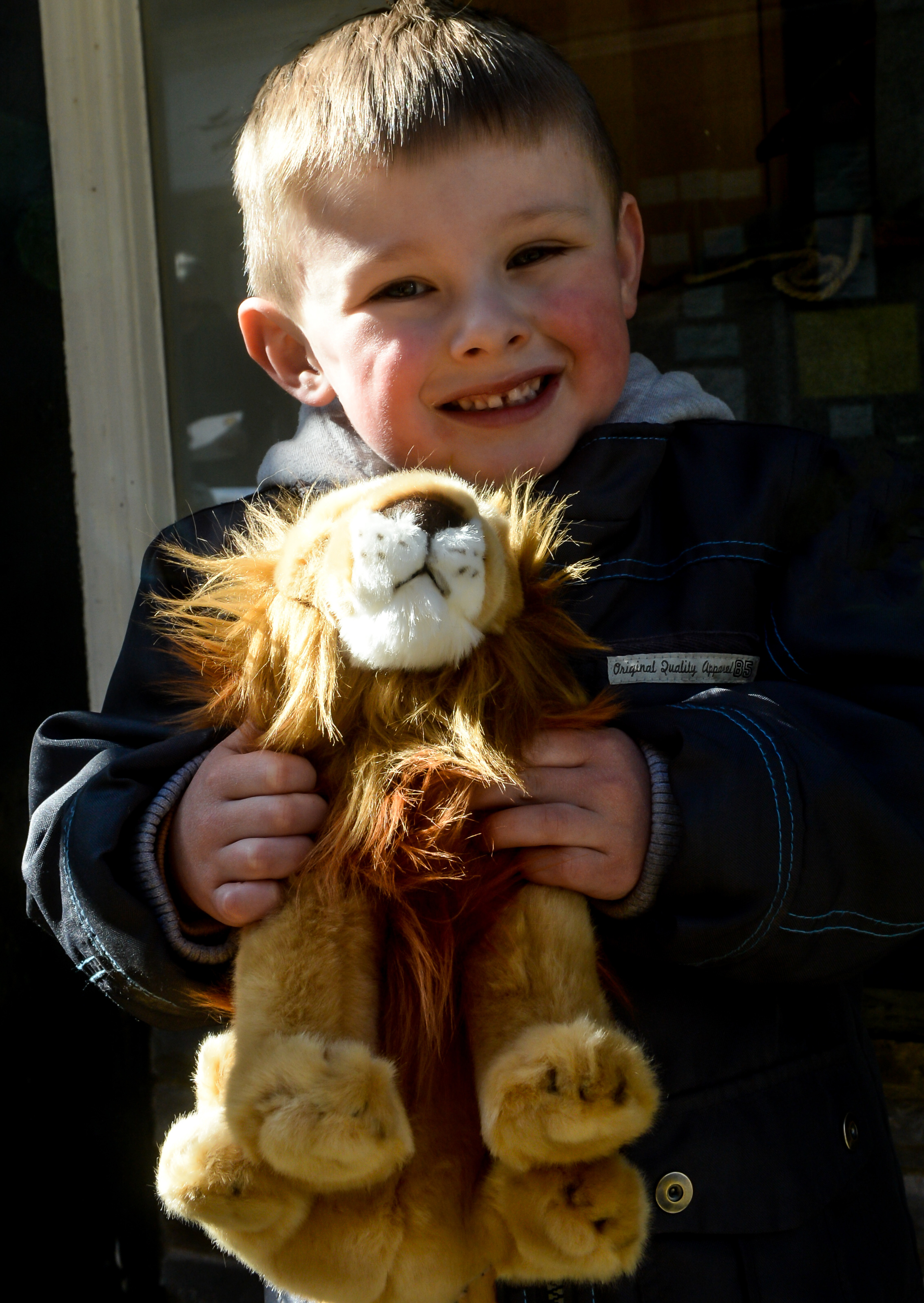 Leominster Independents Day: George Jones, 4, from Leominster, with Ed the lion that he found on the children’s puzzle trail