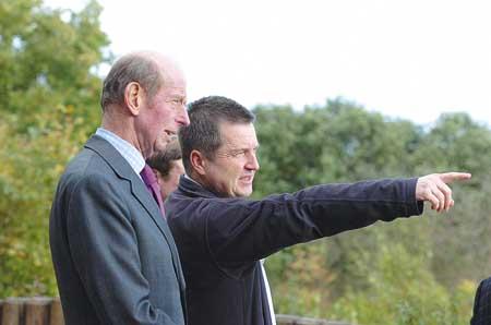 The Duke of Kent looks over the viewpoint at Queenswood and Trevor Hulme talks about the deer proofing to protect the trees in the arboretum.
104206-4