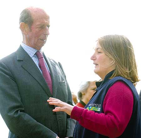 Queenswood TIC Jackie Deacon with The Duke of Kent.
104206-10

