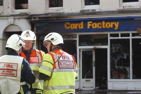 Firefighter Commanders outside The Card Factory.