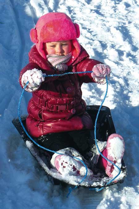 Keira Francis, Aged 4, having fun in the snow.
