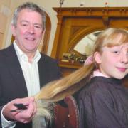 Jane Farmer, pictured with Peter Prosser before the youngster's charity haircut.