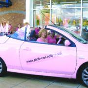 Pictured outside Sainsbury’s Hereford in one of motors set to take part in Pink Car Rally this weekend are(front,driver’s seat)Sainsbury’s colleague council member Debbie Westwood alongside fellow council rep Viv Colburn(back)fund-raisers from