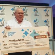Ade Goodchild is revealed as the winner of the £71 million Euro Millions jackpot. Photo: Charlotte Moreau