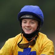 PONTEFRACT, ENGLAND - OCTOBER 19: Jockey Hollie Doyle after winning the Phil Bull Trophy Conditions Stakes on Stag Horn at Pontefract Racecourse on October 19, 2020 in Pontefract, England. (Photo by Tim Goode - Pool / Getty Images).