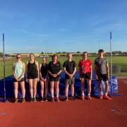 Hereford and County Athletics Club members with coach Deirdre Elmhirst