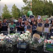 Hereford's Asda supermarket was cleared of milk as protesters descended