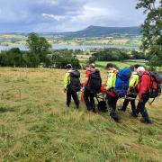 Mountain rescues have carried an injury woman off a remote hillside west of Longtown. Picture: Brecon Mountain Rescue Team