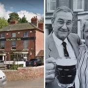 The Salmon Inn in 2009 and former landlord John and wife Frankie Jackson in 1990