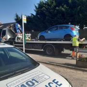 West Mercia Police has seized a blue Ford Fiesta in Marden as they clamped down on speeding drivers. Picture: West Mercia Police