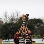 Charlie Barber-Starkey takes a line-out in Ledbury's 34-11 win at hmoe to Manor Par. Picture: Beth Jones