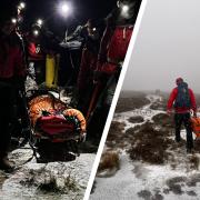 A walker has been carried to safety from Black Hill near Craswall after slipping and injuring his knee. Picture: Longtown Mountain Rescue Team