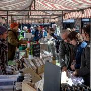 Leominster Independents Day: Traders and shoppers in the market in Corn Square