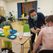 Vaccinations taking place in Hereford's Saxon Hall. Picture: Taurus Healthcare