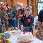 Dr Rachel Bragg cuts her celebration cake at the event.   Picture: Paul Lack