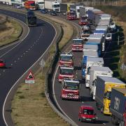 A convoy of donated emergency service equipment, organised by Fire AID and the National Fire Chiefs Council (NFCC), travels towards Dover in Kent, heading for the Polish border with Ukraine. Picture: Gareth Fuller/PA Wire
