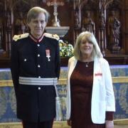 Herefordshire Lord Lieutenant, Mr Edward Harley with Sally Robertson at the cermony