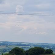 Belinda Zorab was quick enough to get a picture of the Red Arrows as they flew over Herefordshire, seen in Bosbury and Bromyard