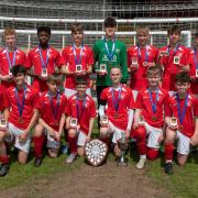 Hereford Pegasus U14's side, which Kacper Biele, front row third left, was part of won the Dave Howes Cup and the U14 HGTA League last season