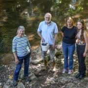 Pictured are Lorraine Allen, Tony Bromley, Marian Wilding Jones and Charlotte Wilding Jones, at the river Dore near Eywas Harold.    Picture: Michael Eden